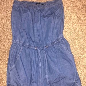 Denim Strapless Jumpsuit
